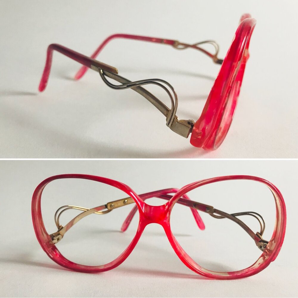 Impulsive 80s Pink Modeled Plastic & Gold tone Wire Eyeglass Frames